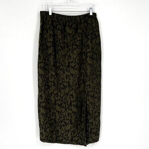 Vtg Shen New York Skirt Womens M Green‎ Floral Silk Whimsigoth Forest Fairy